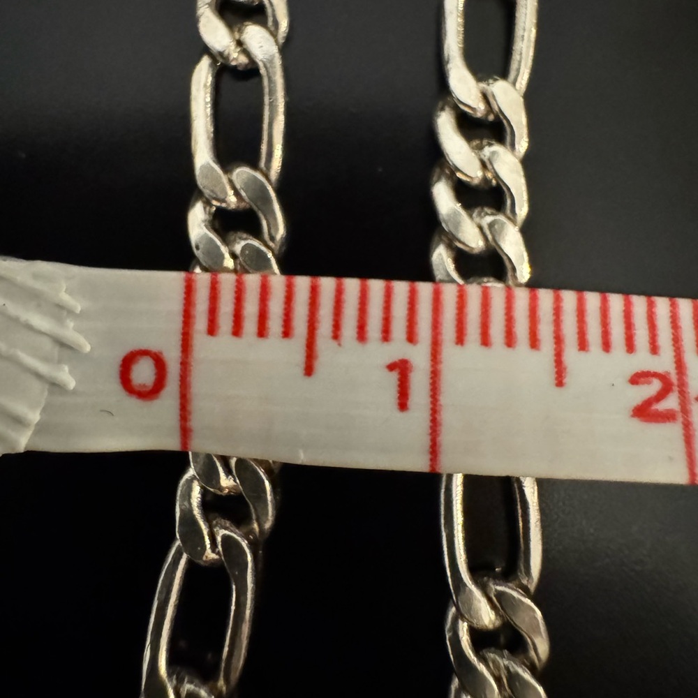 Silver Tone Figaro Chain Necklace - 18” - Picture 6 of 8